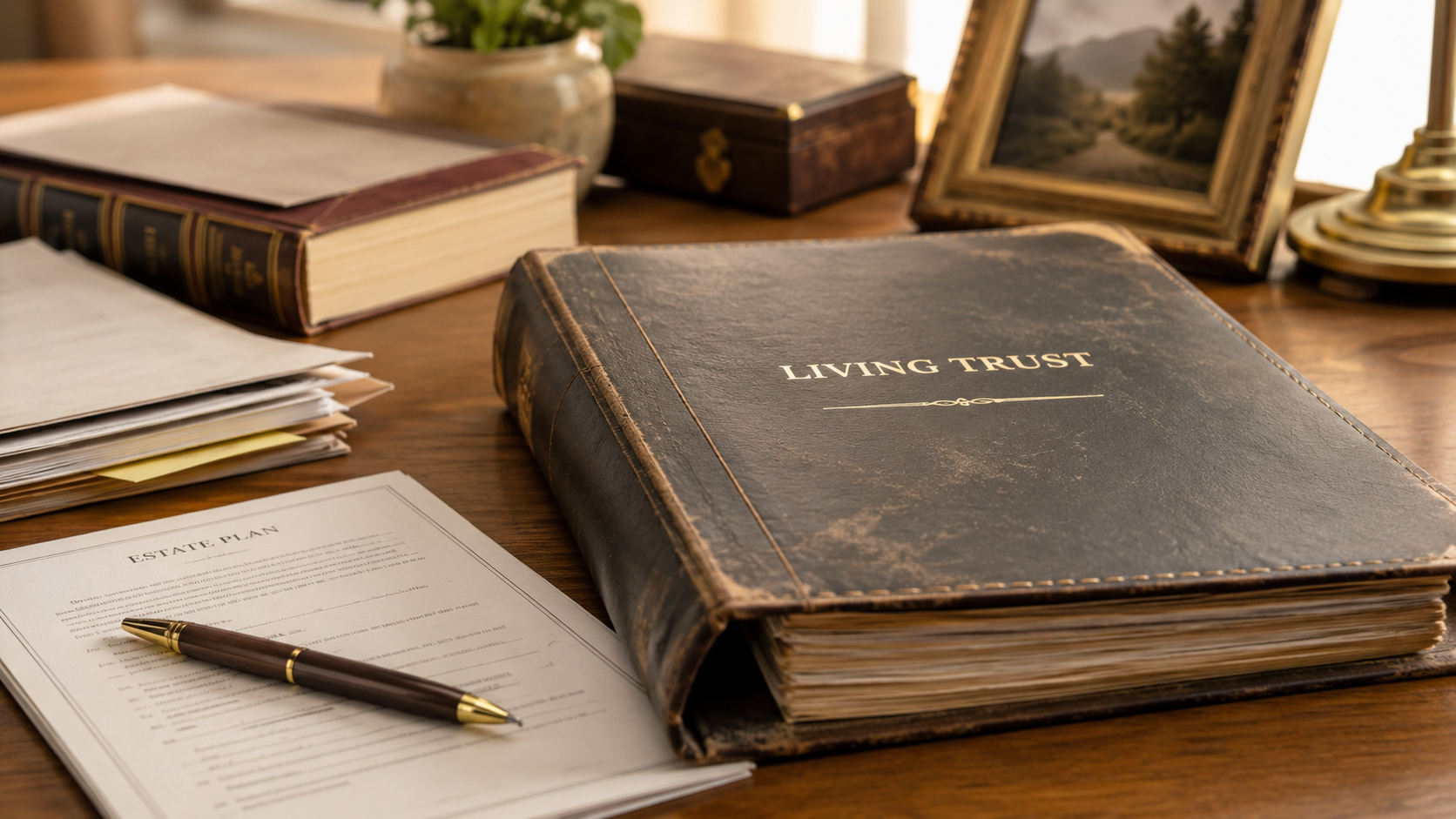 Old living trust binder and estate planning documents